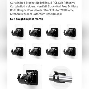 Black Self-Adhesive Curtain Rod Holders